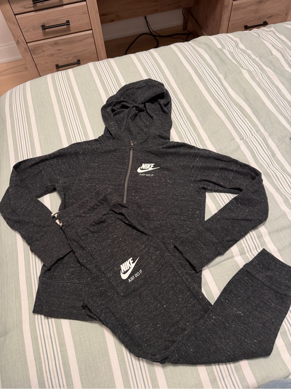 Nike Kids Black Heather Zip Hoodie & Jogger Set
